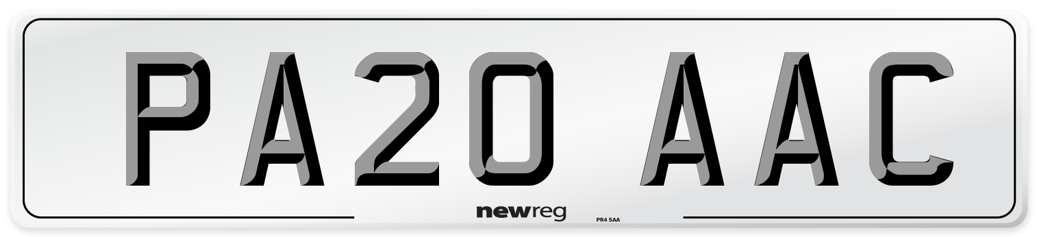 PA20 AAC Number Plate from New Reg